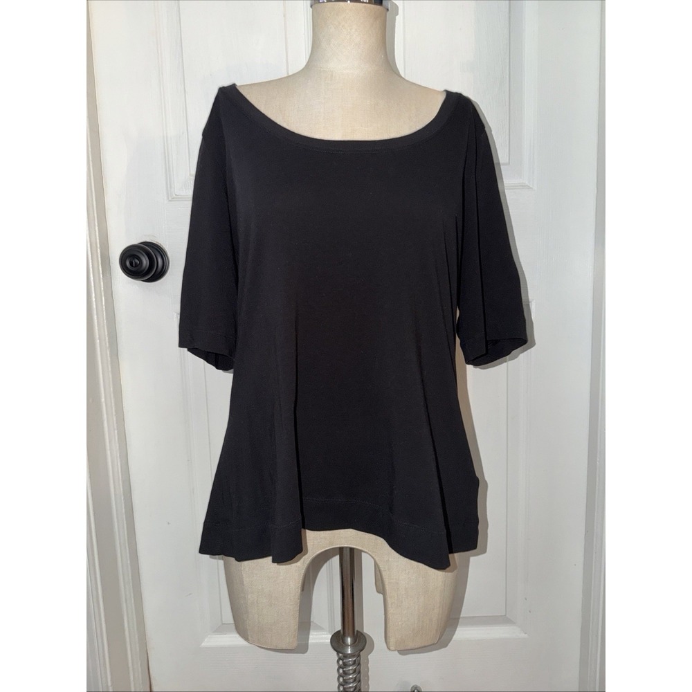 Athleta Outbound Scoop Neck Tee Cotton Lightweight Sz‎ XL Solid Black Fitted